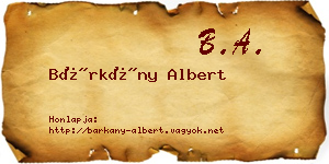 Bárkány Albert névjegykártya